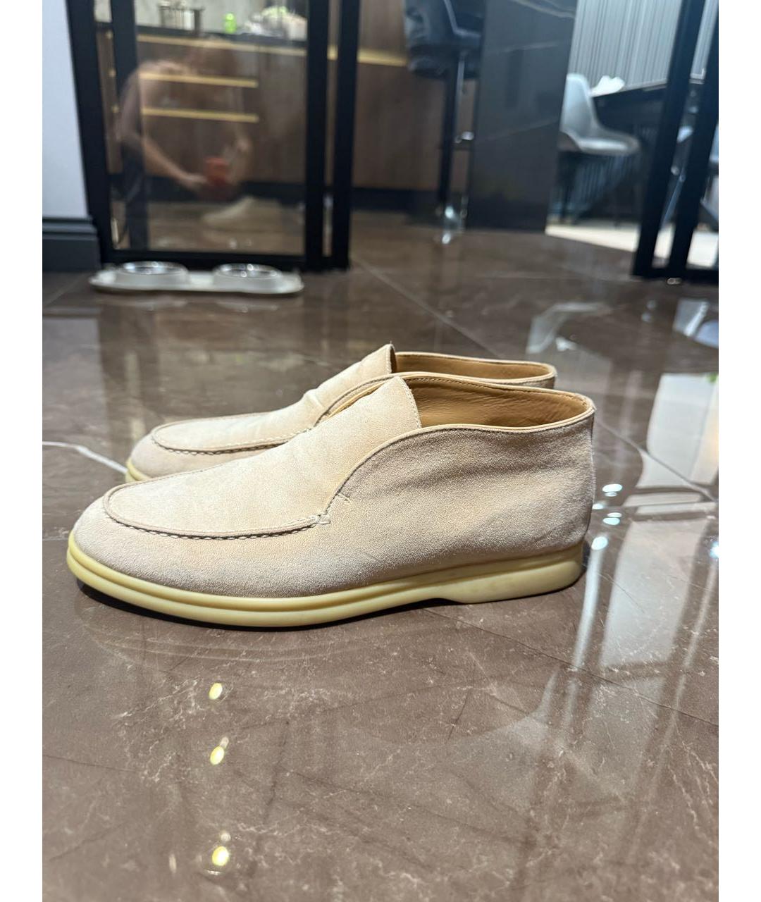 LORO PIANA Бежевые замшевые лоферы, фото 5
