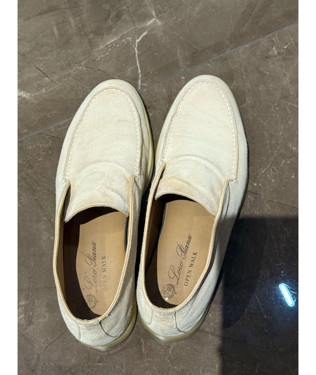 LORO PIANA Бежевые замшевые лоферы, фото 3