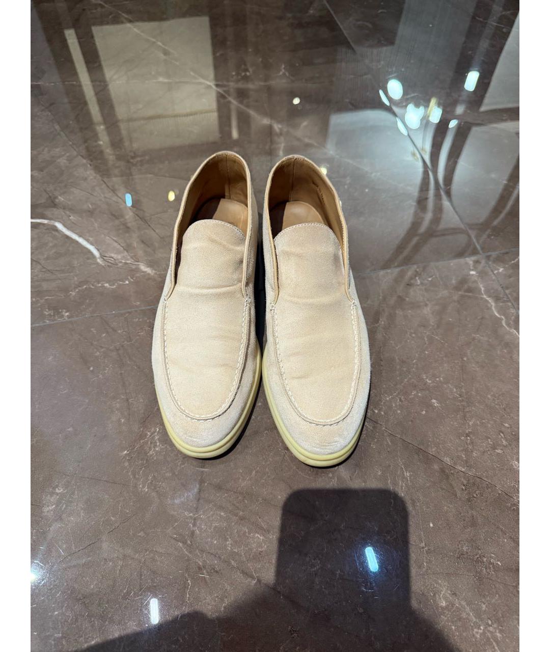 LORO PIANA Бежевые замшевые лоферы, фото 2