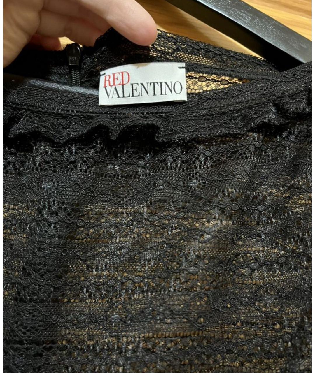 RED VALENTINO Черное кружевное вечернее платье, фото 3