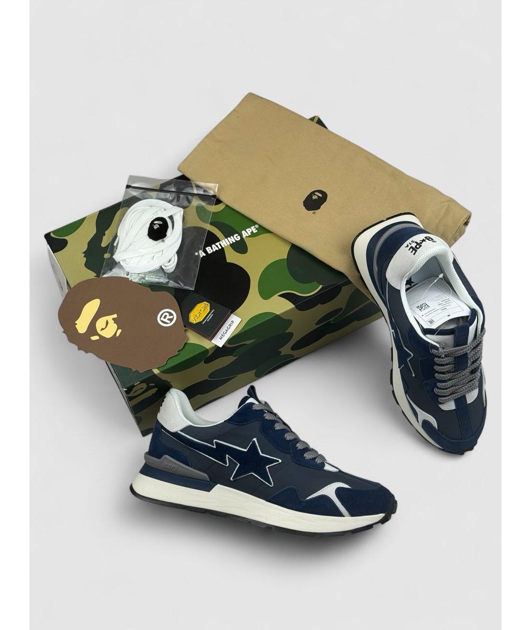 BAPE Темно-синие замшевые низкие кроссовки / кеды, фото 2
