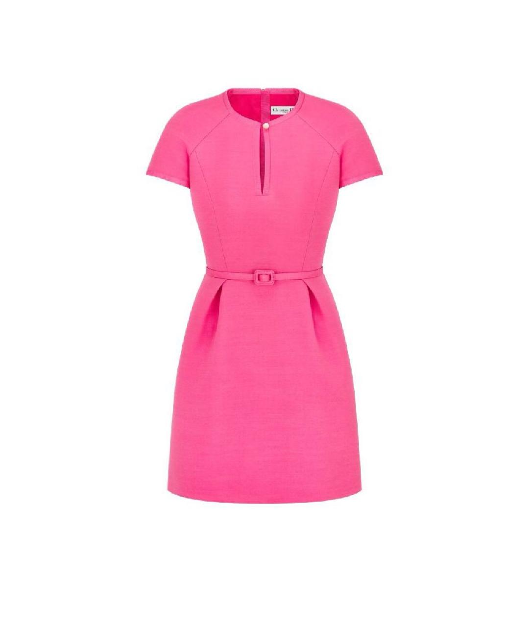 CHRISTIAN DIOR Розовое шерстяное коктейльное платье, фото 6