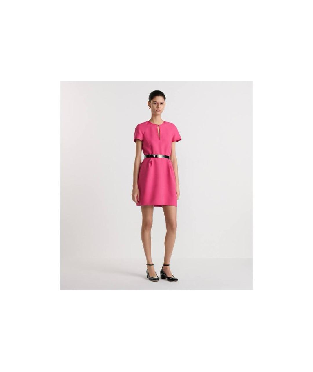 CHRISTIAN DIOR Розовое шерстяное коктейльное платье, фото 3