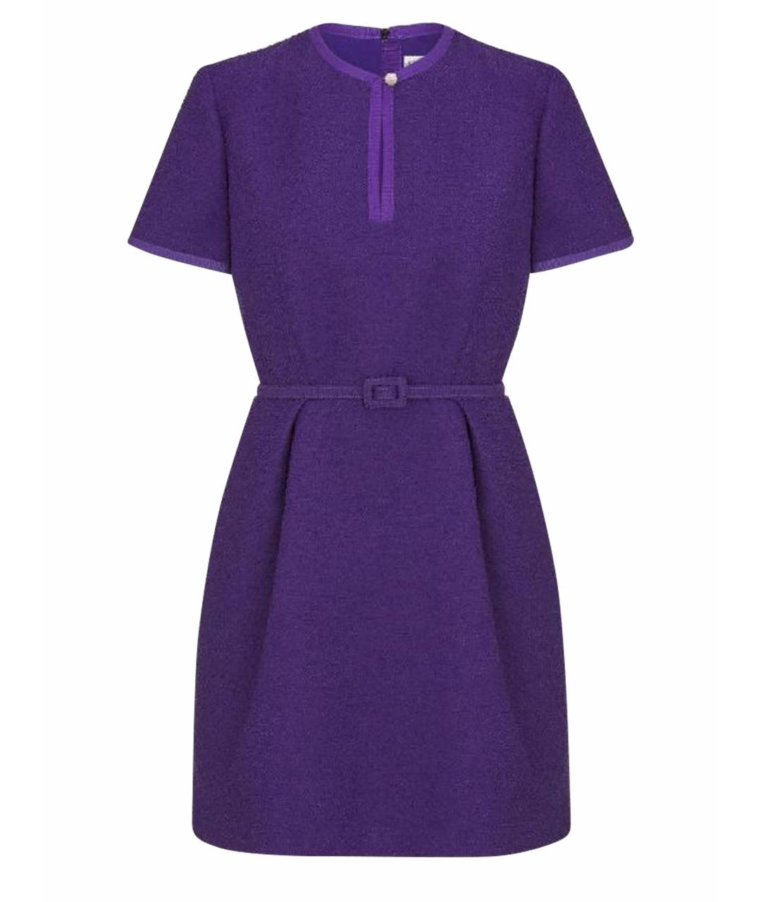 CHRISTIAN DIOR Фиолетовое шерстяное коктейльное платье, фото 1