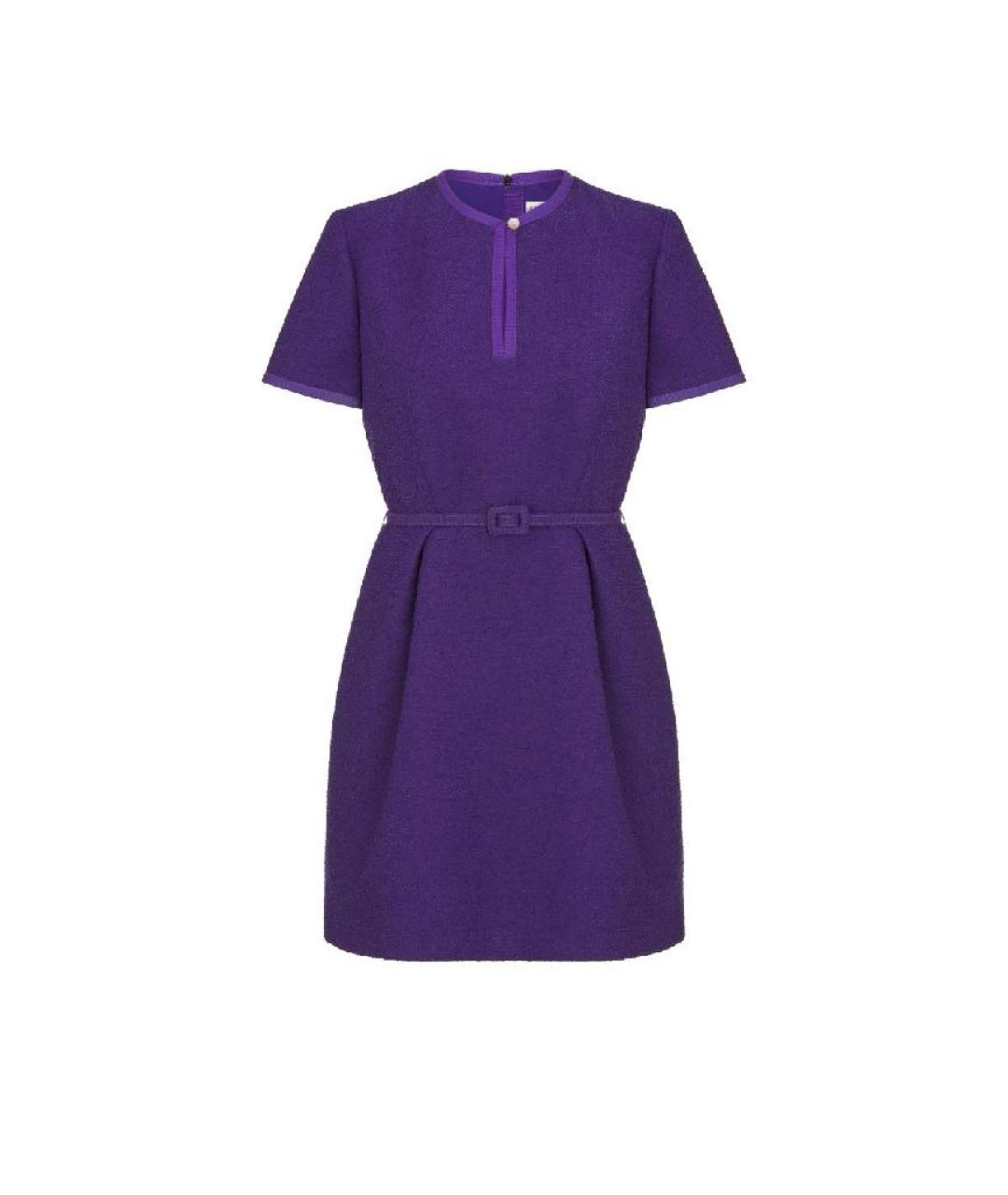 CHRISTIAN DIOR Фиолетовое шерстяное коктейльное платье, фото 4