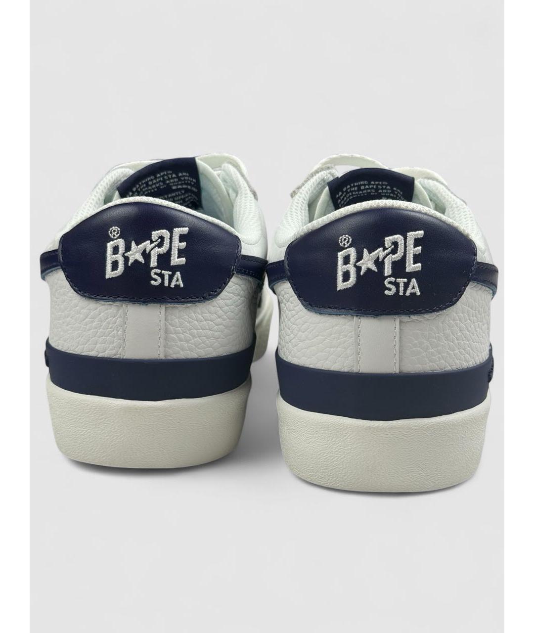 BAPE Белые кожаные низкие кроссовки / кеды, фото 4