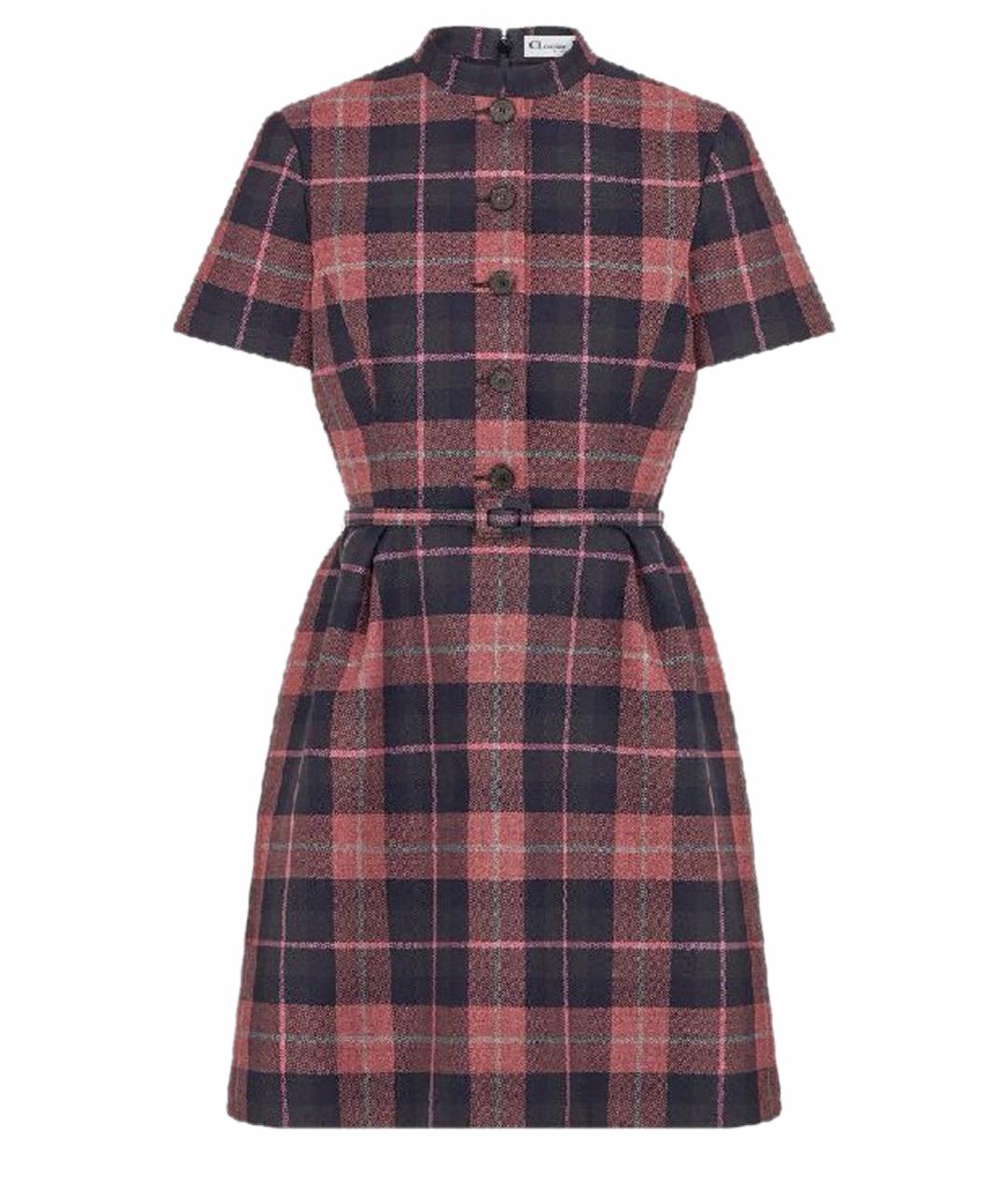 CHRISTIAN DIOR Бордовое шерстяное повседневное платье, фото 1