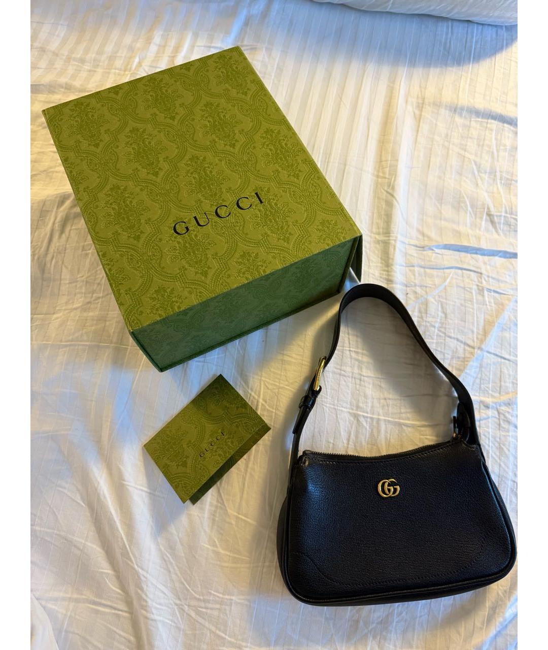 GUCCI Черная кожаная сумка с короткими ручками, фото 4