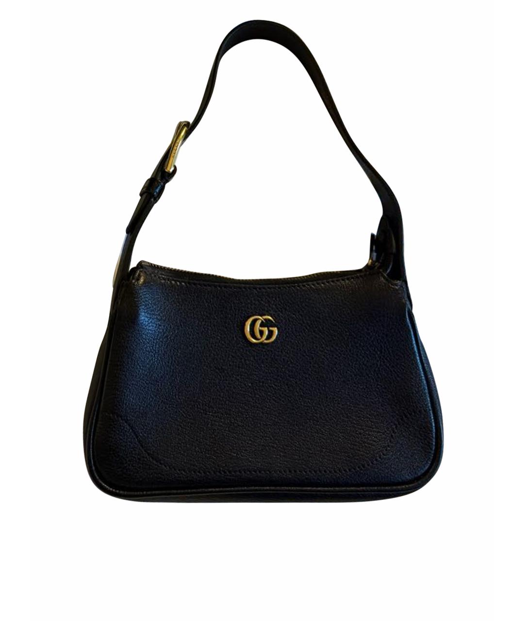 GUCCI Черная кожаная сумка с короткими ручками, фото 1
