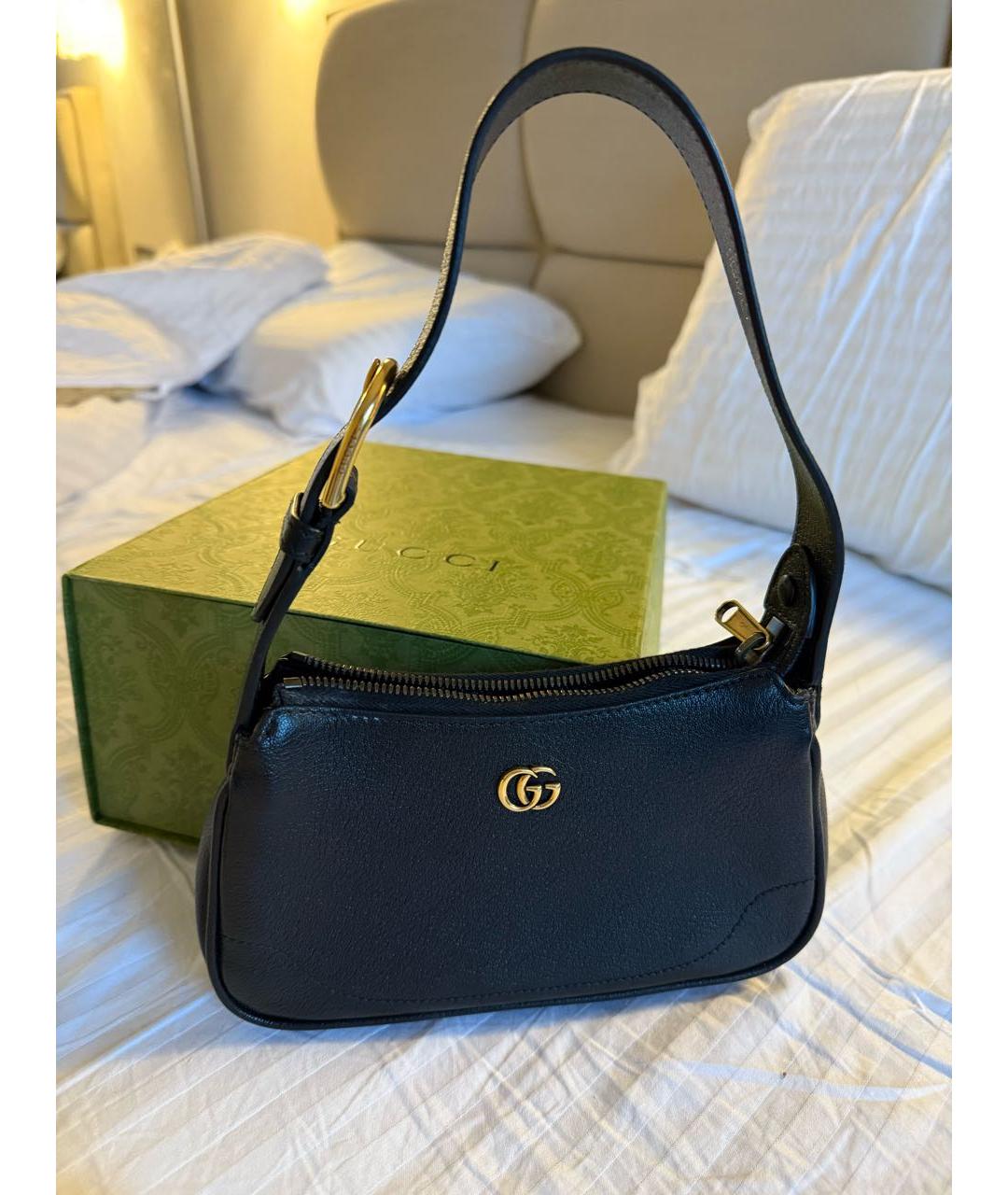GUCCI Черная кожаная сумка с короткими ручками, фото 5