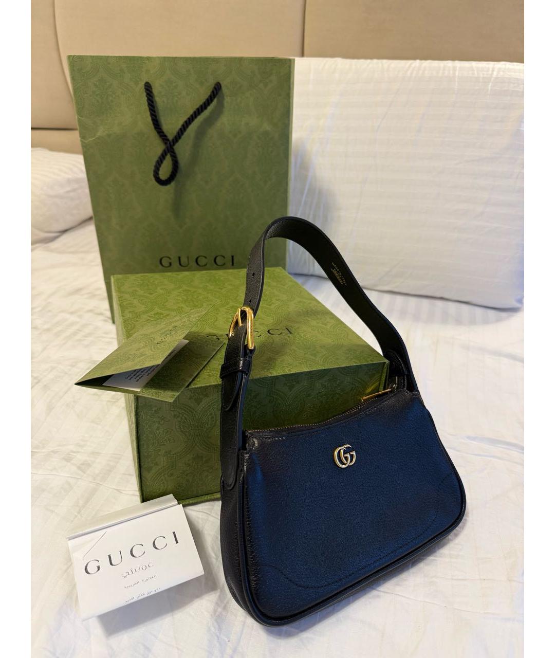 GUCCI Черная кожаная сумка с короткими ручками, фото 3