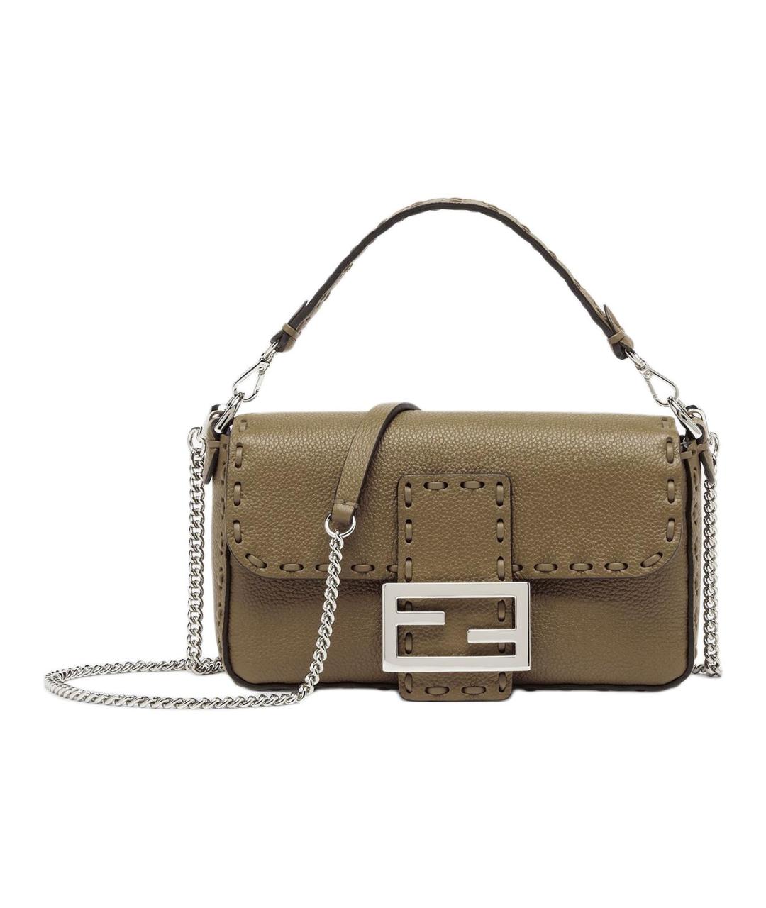 FENDI Зеленая кожаная сумка через плечо, фото 1