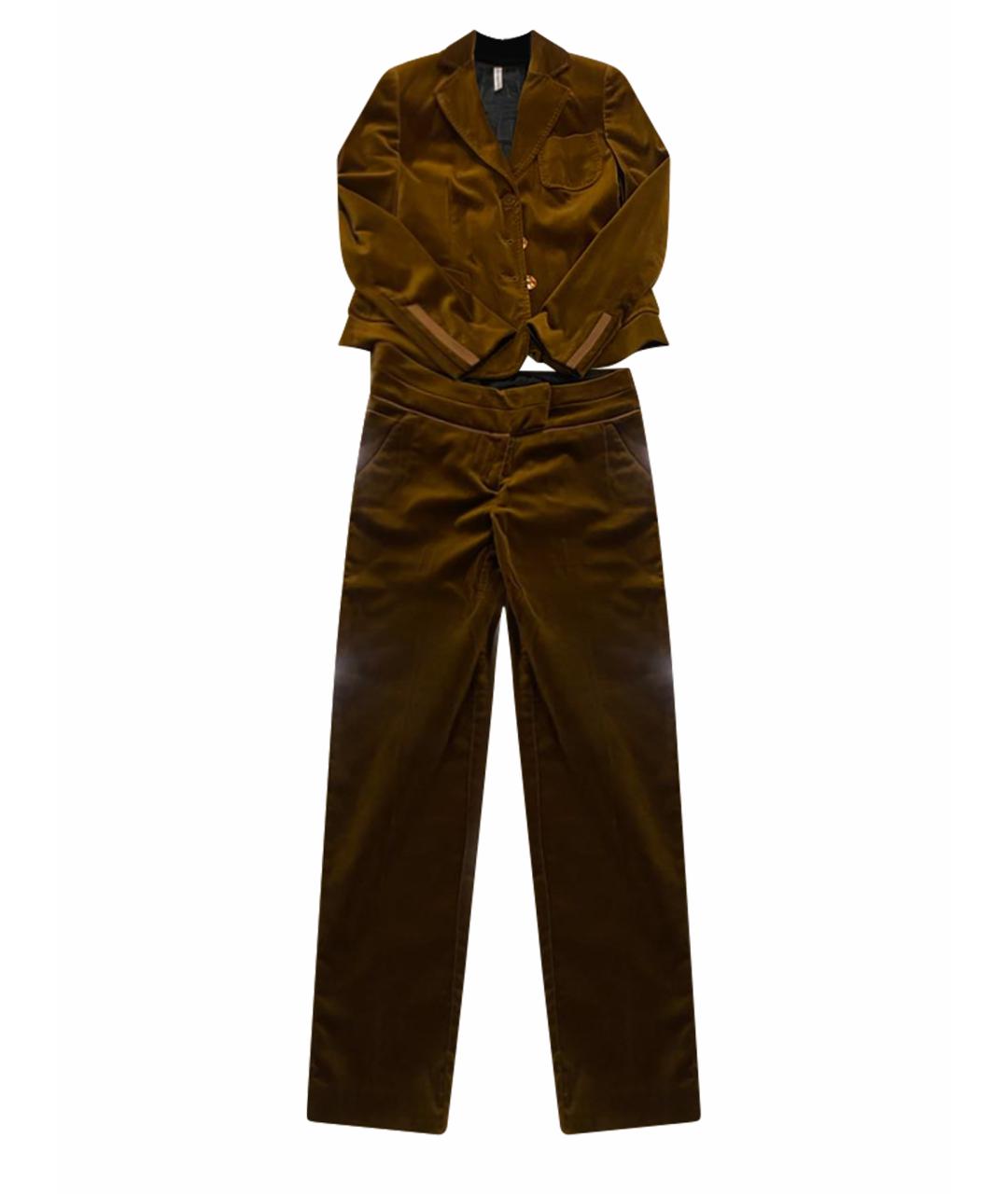 TRUSSARDI Горчичный бархатный костюм с брюками, фото 1