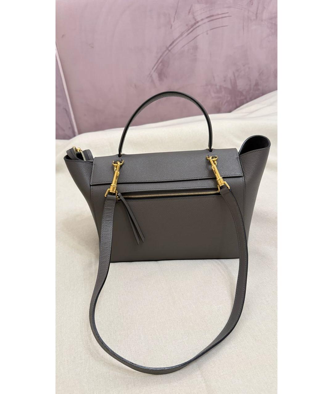 CELINE Антрацитовая кожаная сумка через плечо, фото 3