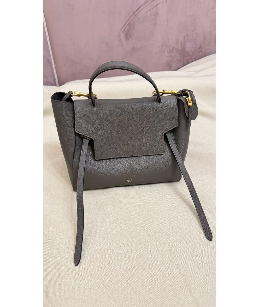 CELINE Антрацитовая кожаная сумка через плечо, фото 8