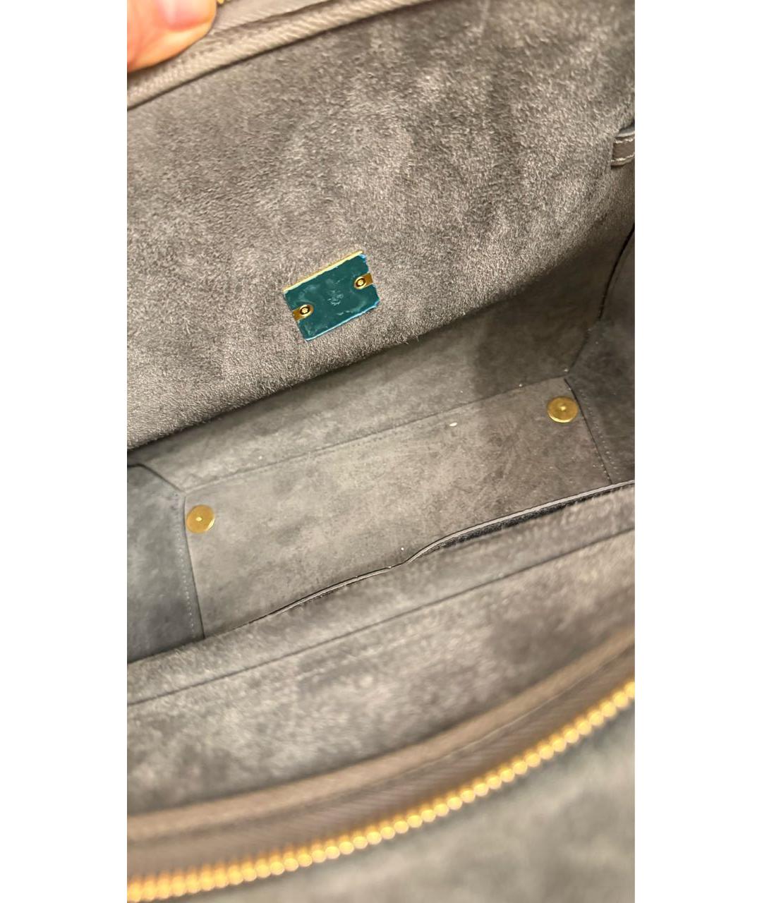 CELINE Антрацитовая кожаная сумка через плечо, фото 5