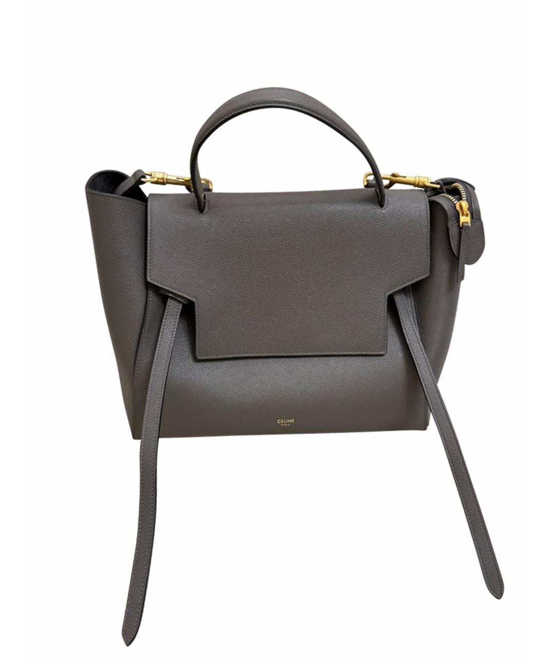 CELINE Антрацитовая кожаная сумка через плечо, фото 1