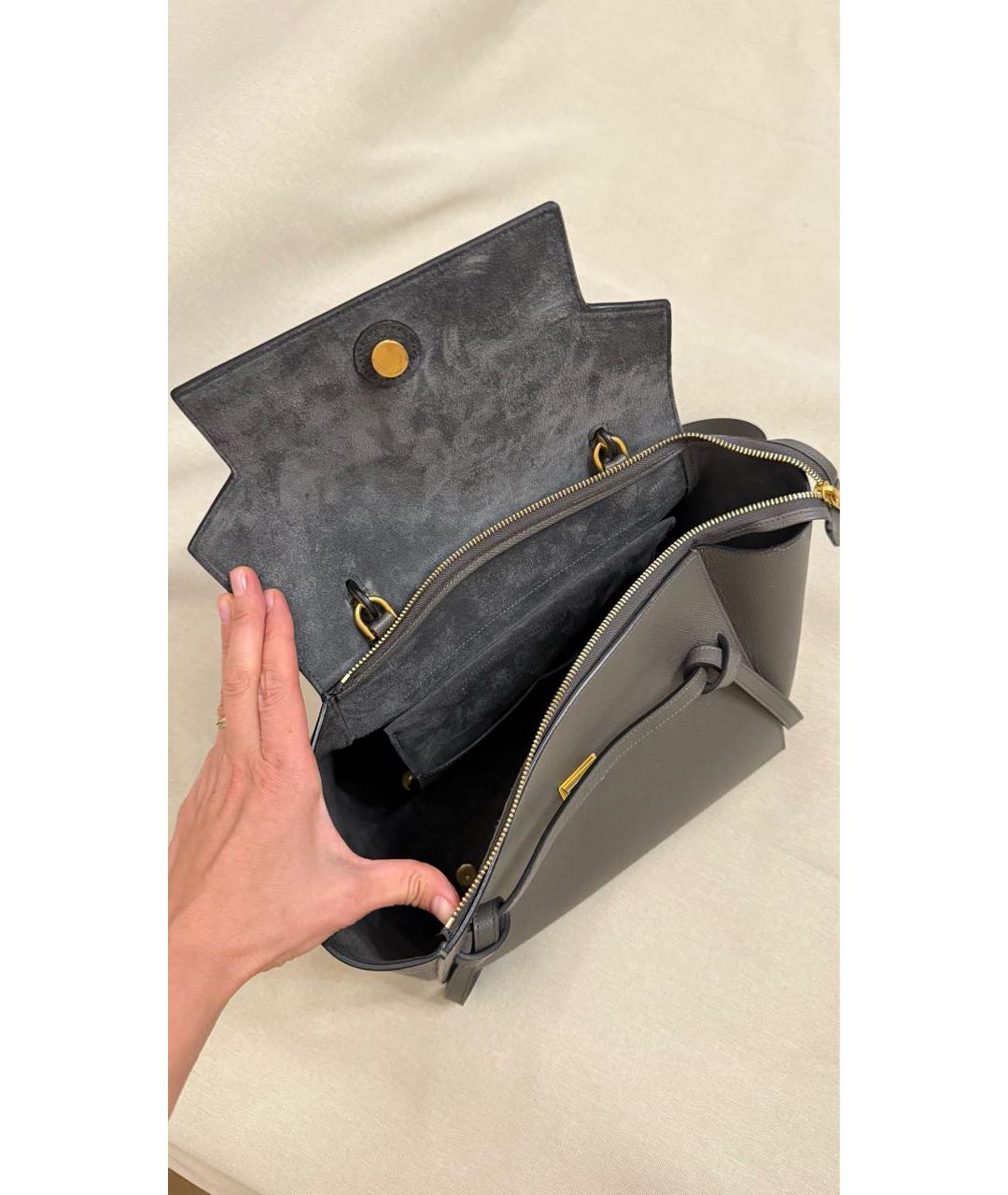 CELINE Антрацитовая кожаная сумка через плечо, фото 4