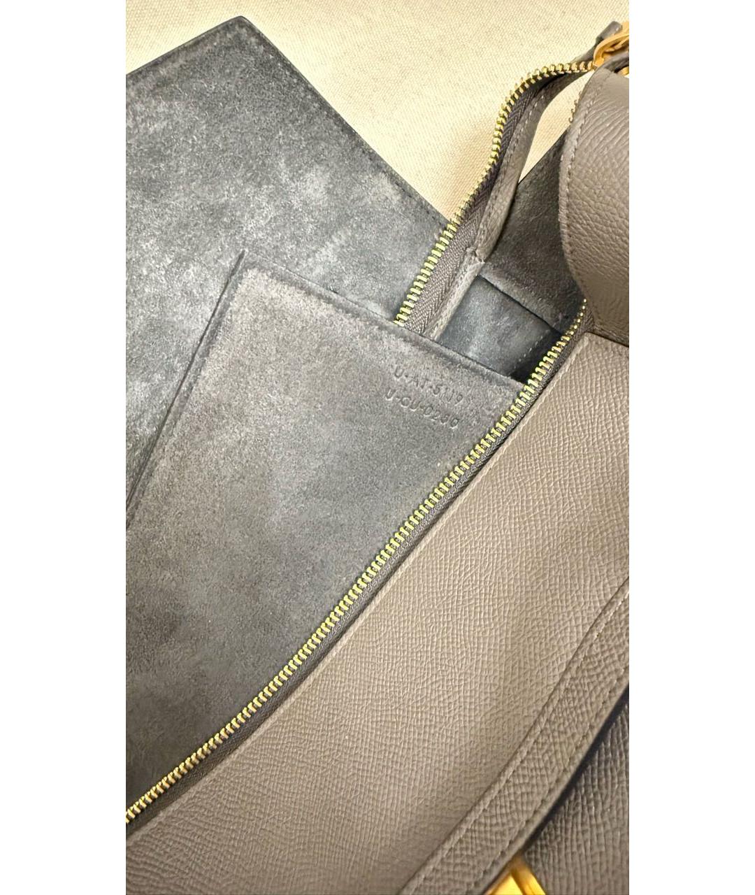 CELINE Антрацитовая кожаная сумка через плечо, фото 6