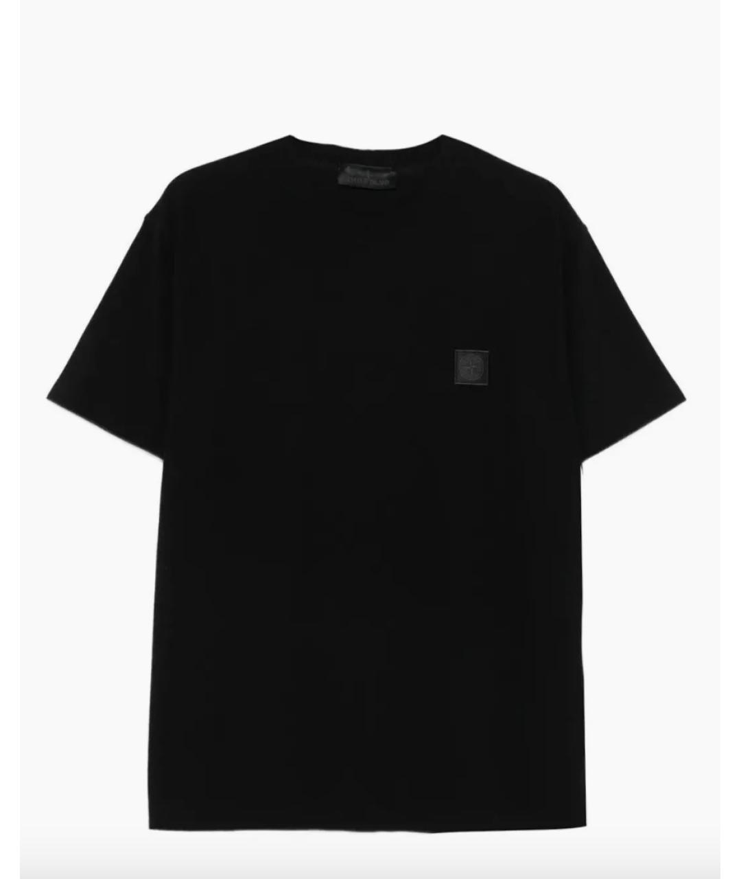 STONE ISLAND Черная хлопковая футболка, фото 6