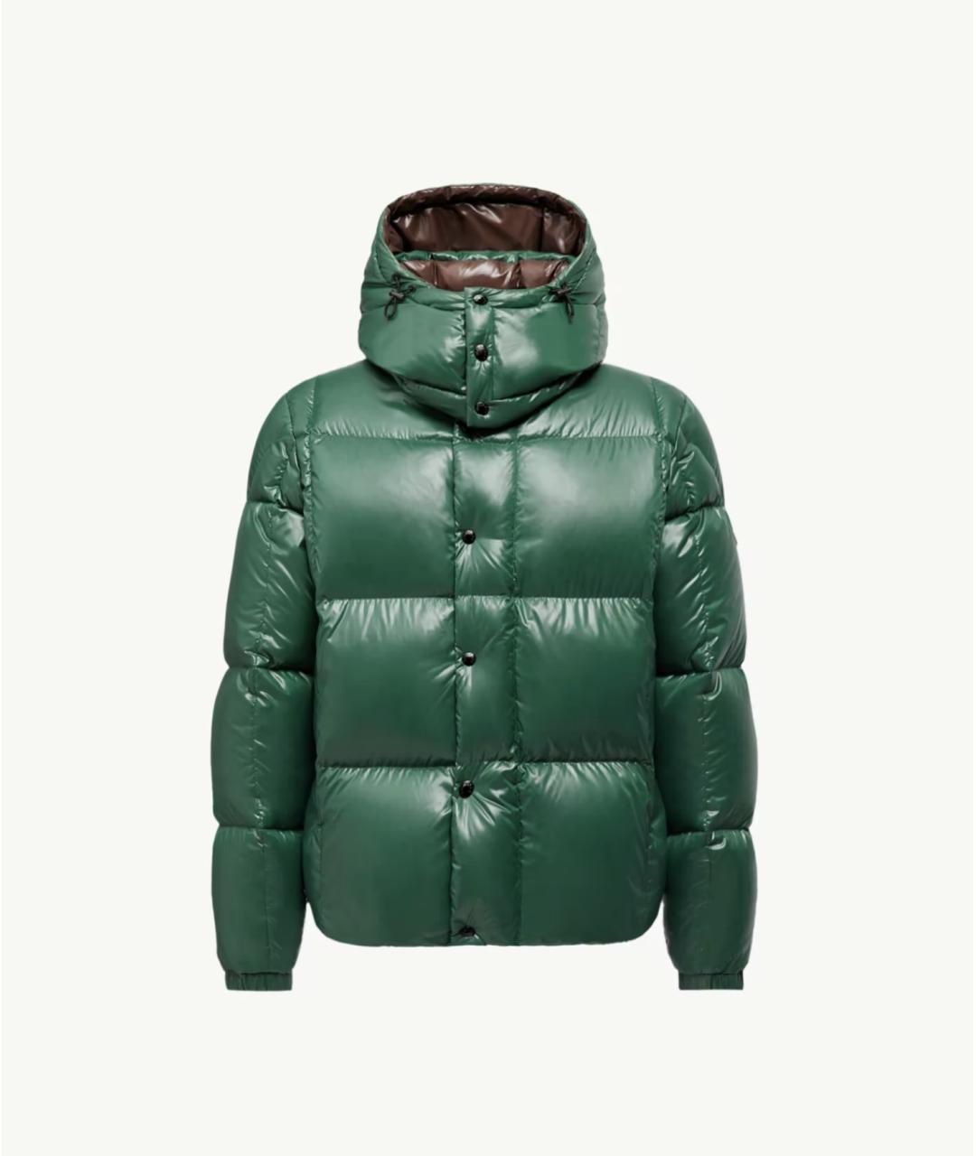 MONCLER Зеленый полиамидовый пуховик, фото 6