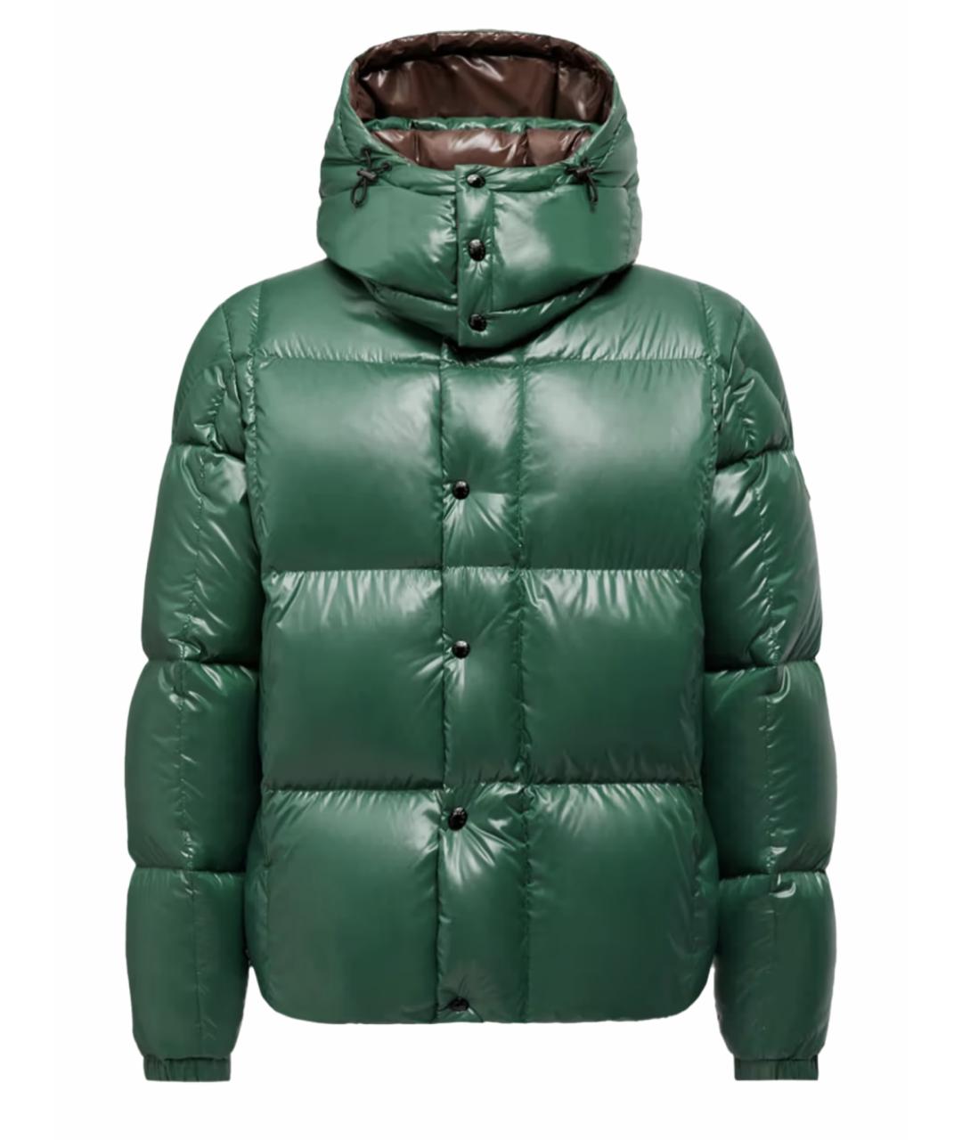 MONCLER Зеленый полиамидовый пуховик, фото 1