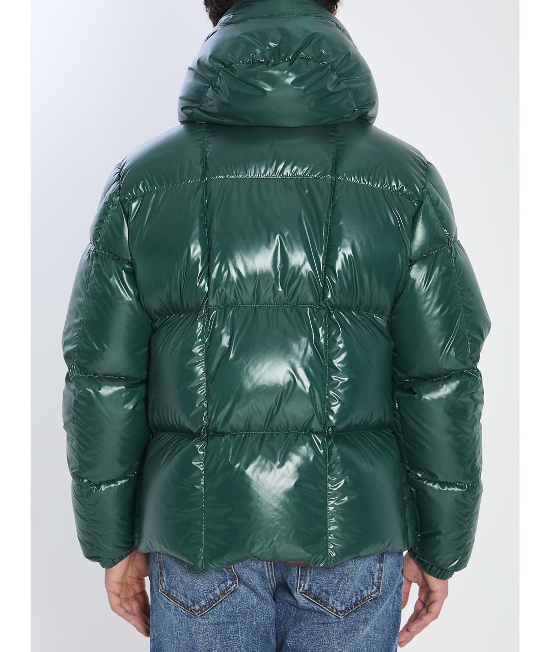 MONCLER Зеленый полиамидовый пуховик, фото 5