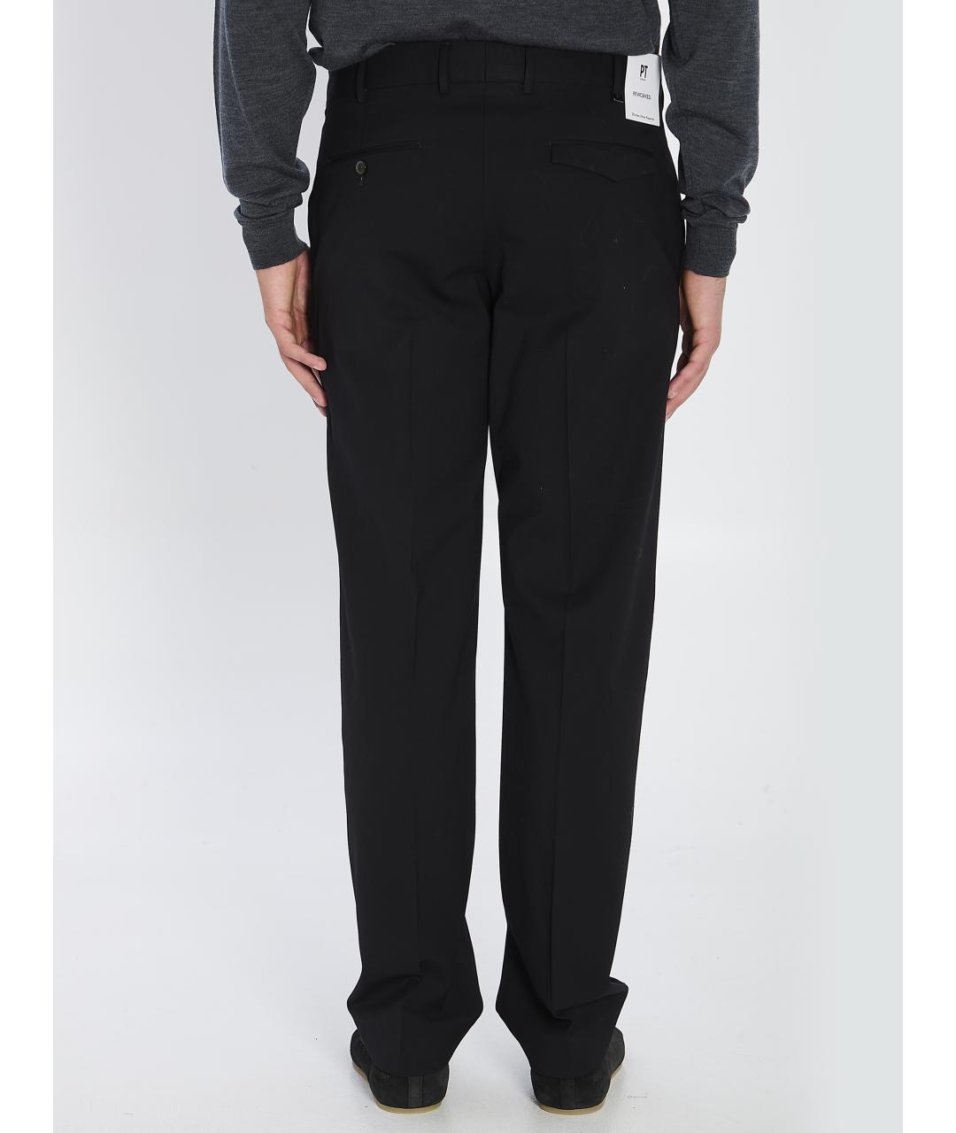 PT TORINO Черные шерстяные повседневные брюки, фото 5