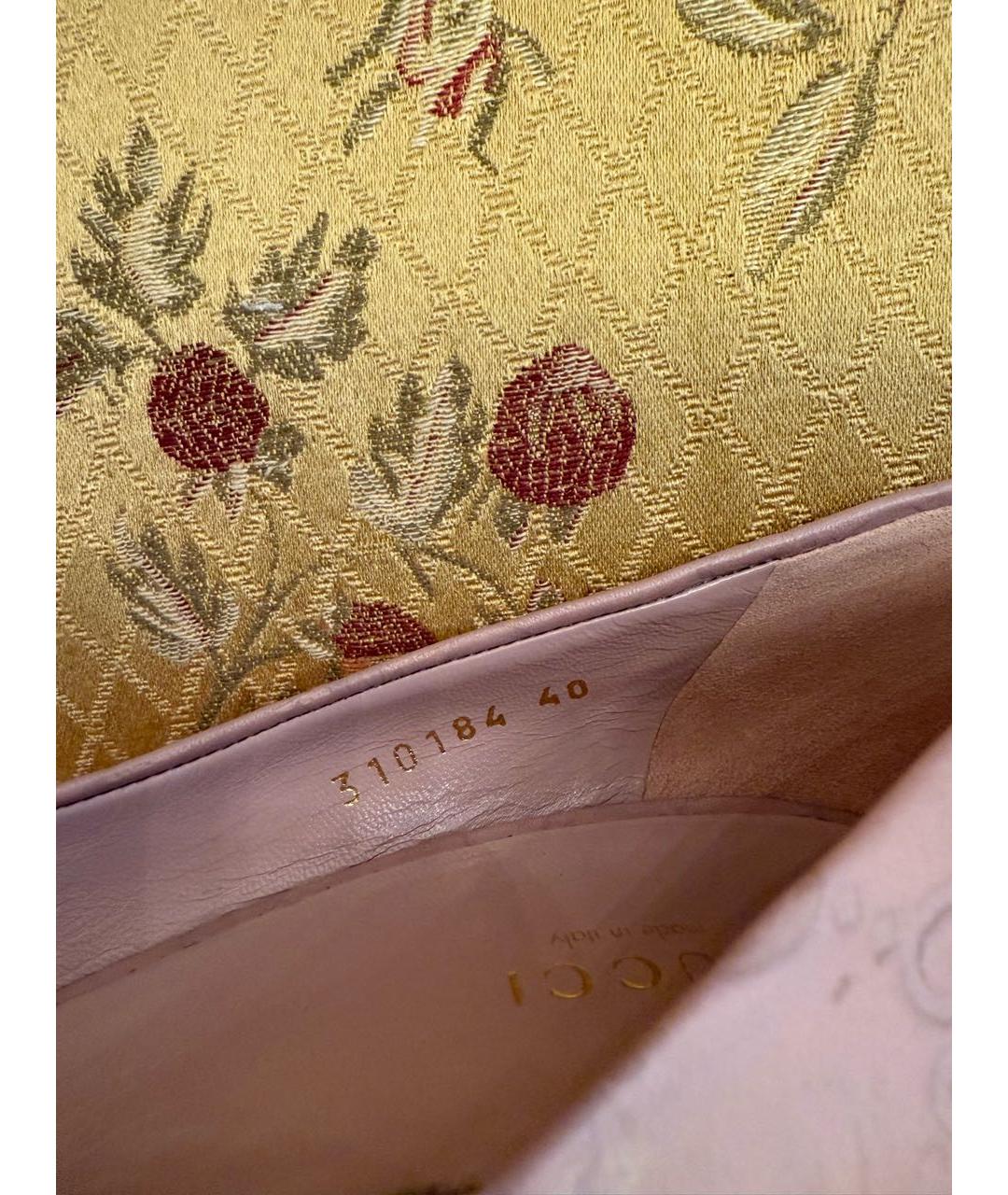GUCCI Розовые кожаные лодочки на низком каблуке, фото 7