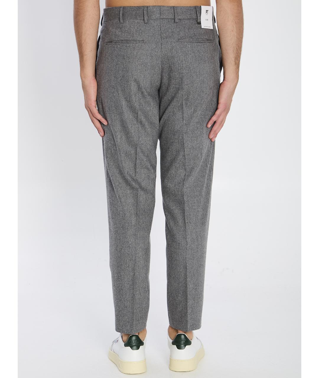 PT TORINO Серые шерстяные повседневные брюки, фото 5