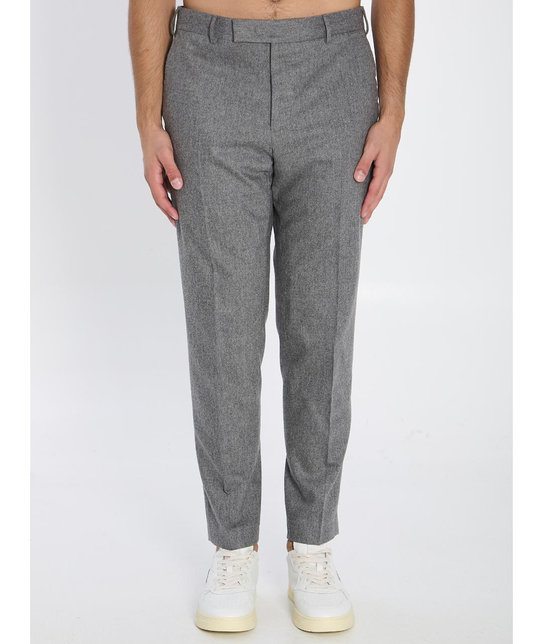 PT TORINO Серые шерстяные повседневные брюки, фото 2