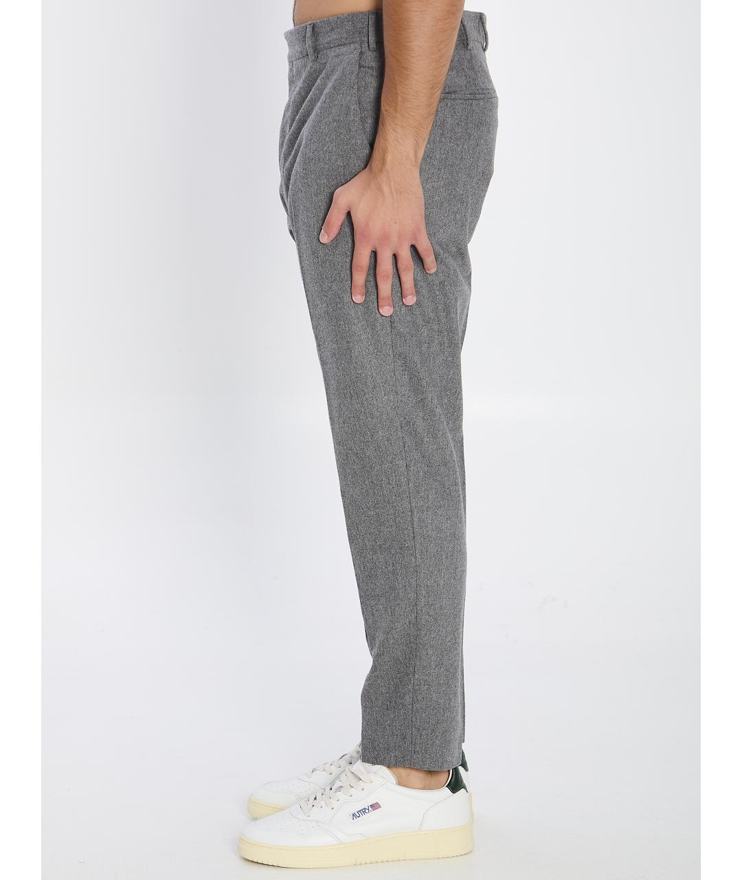 PT TORINO Серые шерстяные повседневные брюки, фото 4