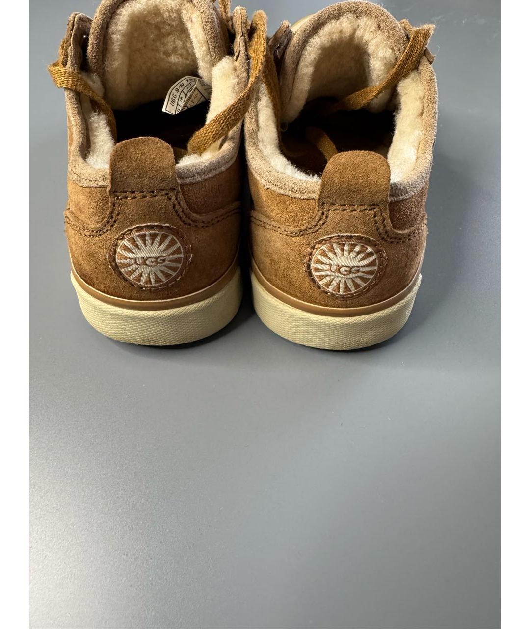 UGG AUSTRALIA Коричневые кожаные кеды, фото 4