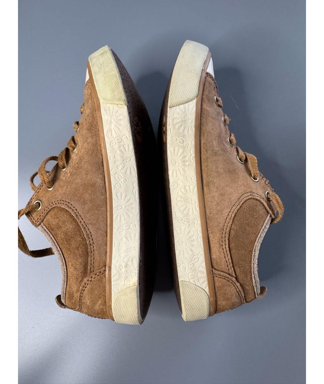 UGG AUSTRALIA Коричневые кожаные кеды, фото 5