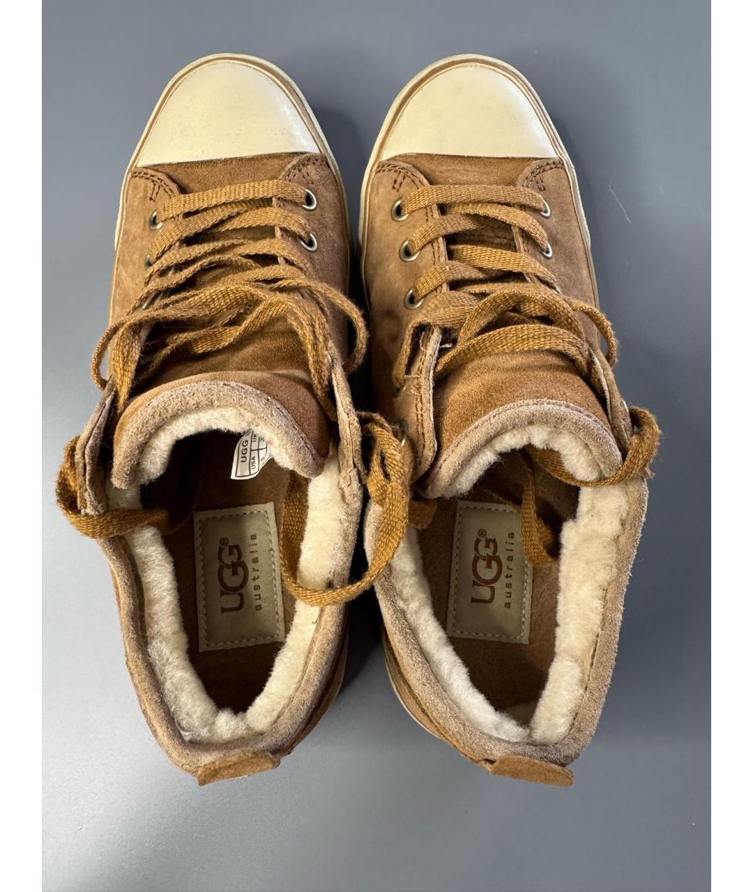 UGG AUSTRALIA Коричневые кожаные кеды, фото 2