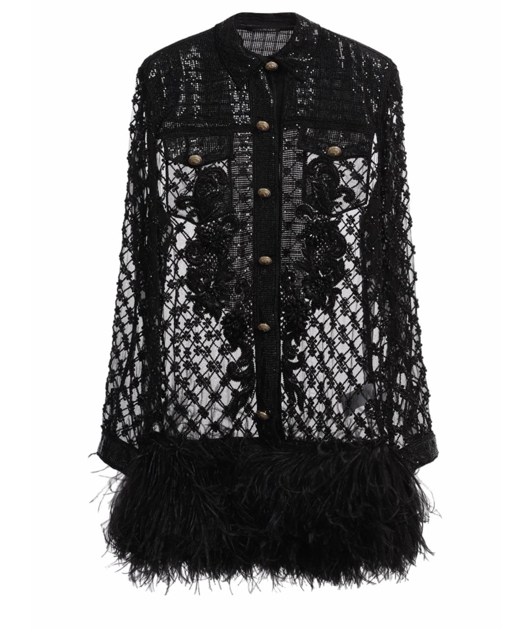BALMAIN Черное шелковое коктейльное платье, фото 1