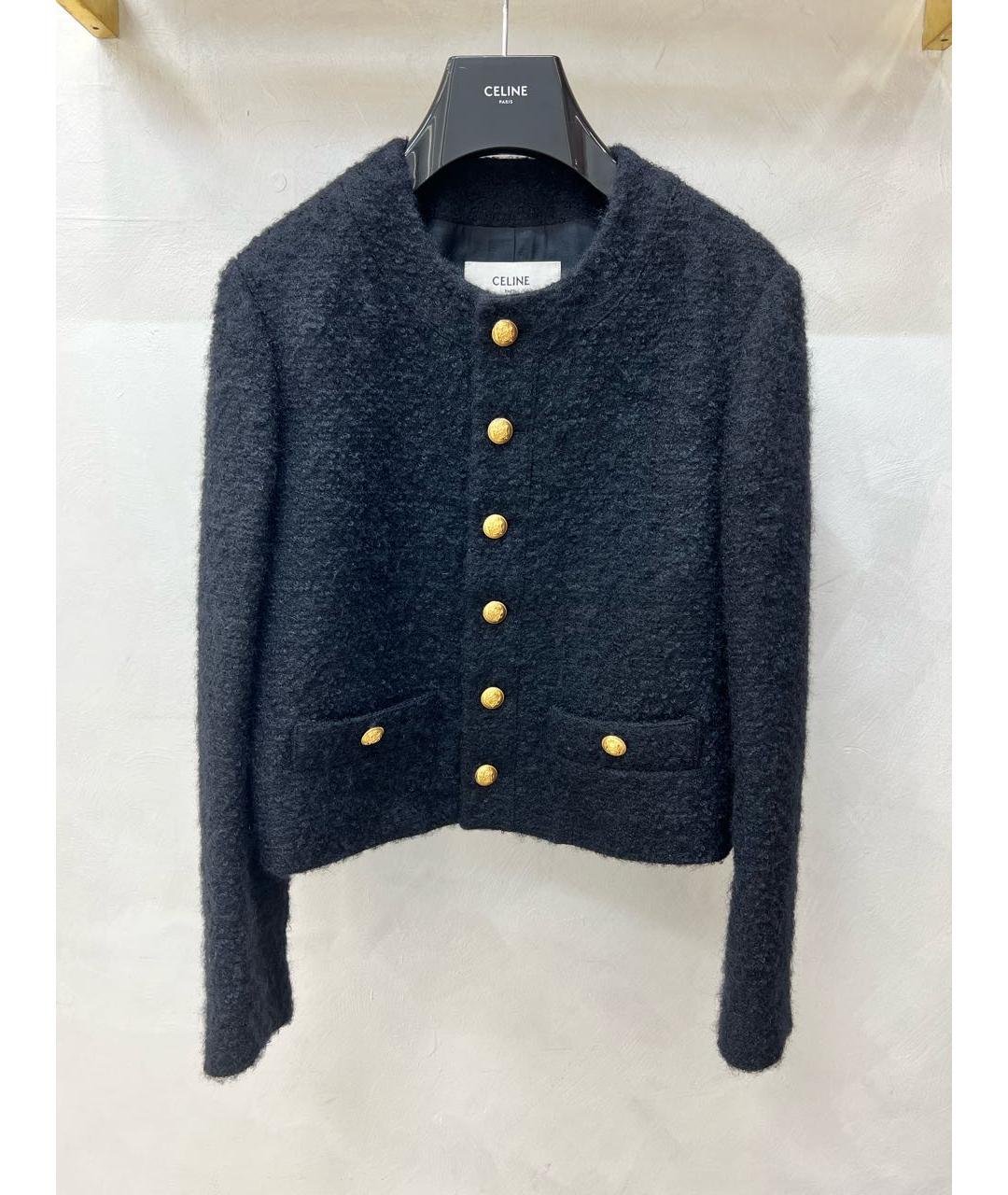 CELINE Черный шерстяной жакет/пиджак, фото 7