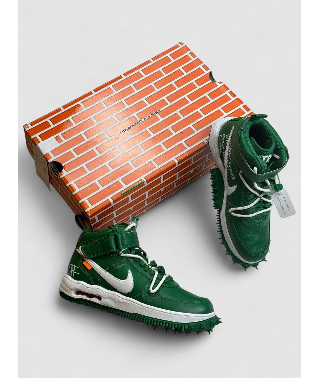 NIKE X OFF-WHITE Зеленые кожаные кроссовки, фото 2