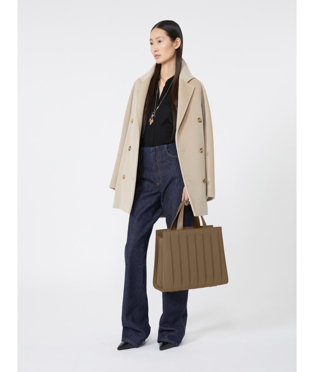 MAX MARA Коричневая кожаная сумка тоут, фото 2