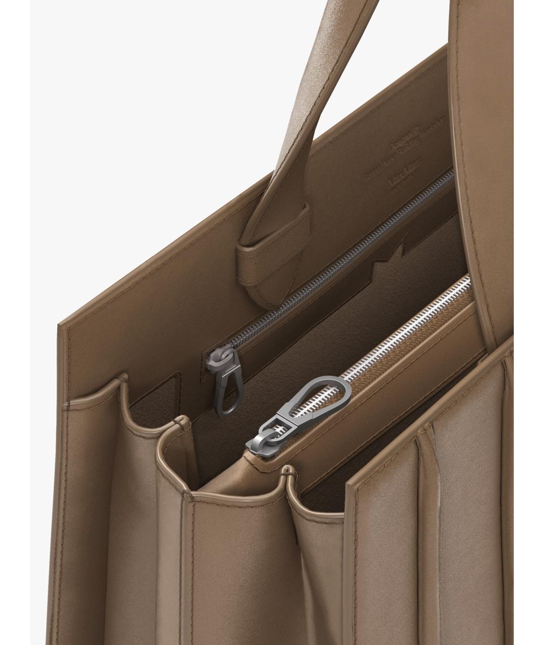 MAX MARA Коричневая кожаная сумка тоут, фото 3