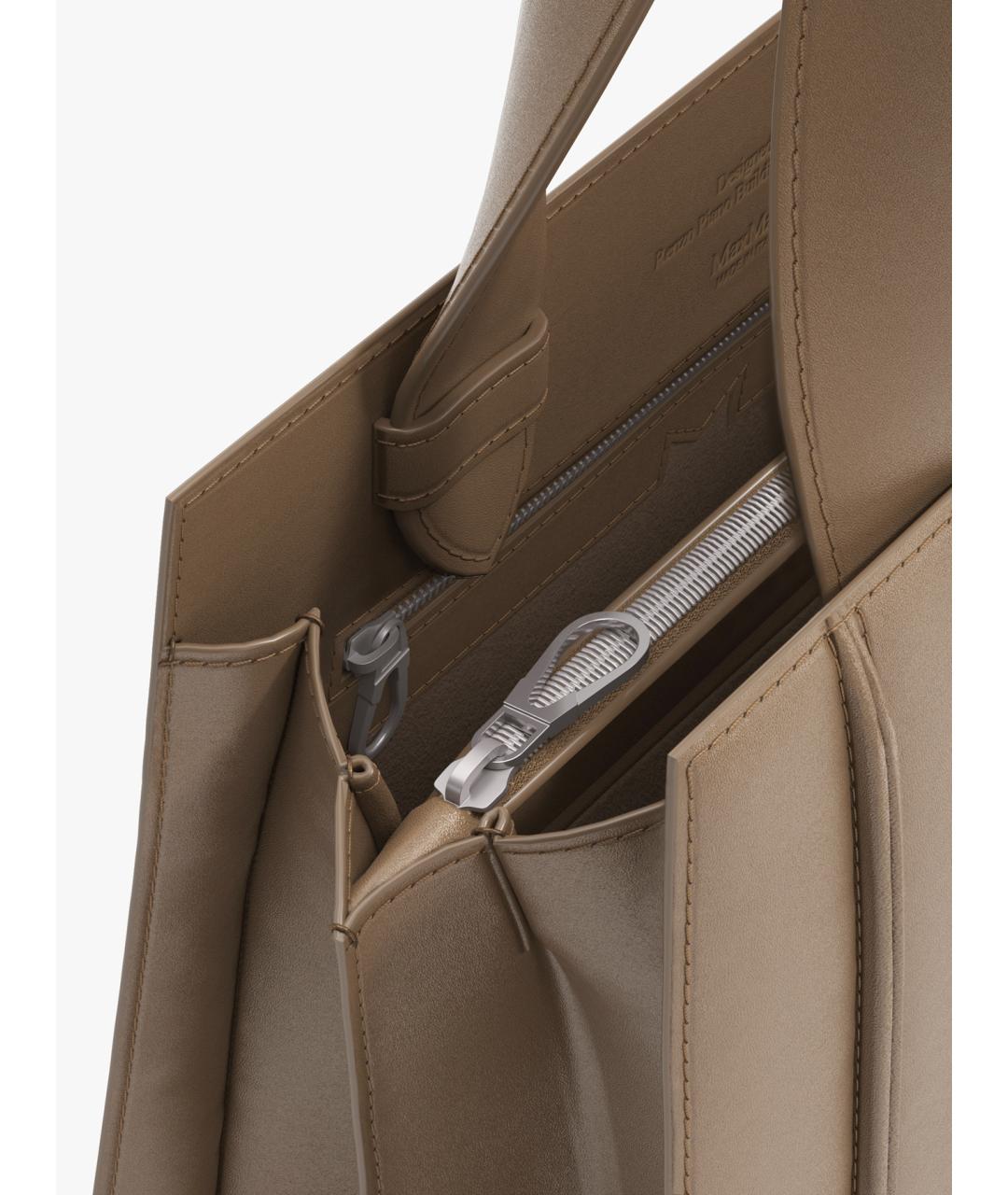 MAX MARA Коричневая кожаная сумка тоут, фото 3