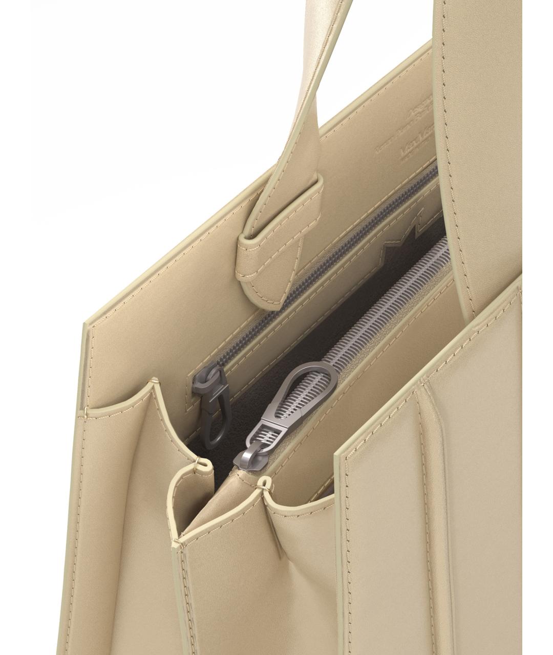 MAX MARA Бежевая кожаная сумка тоут, фото 3