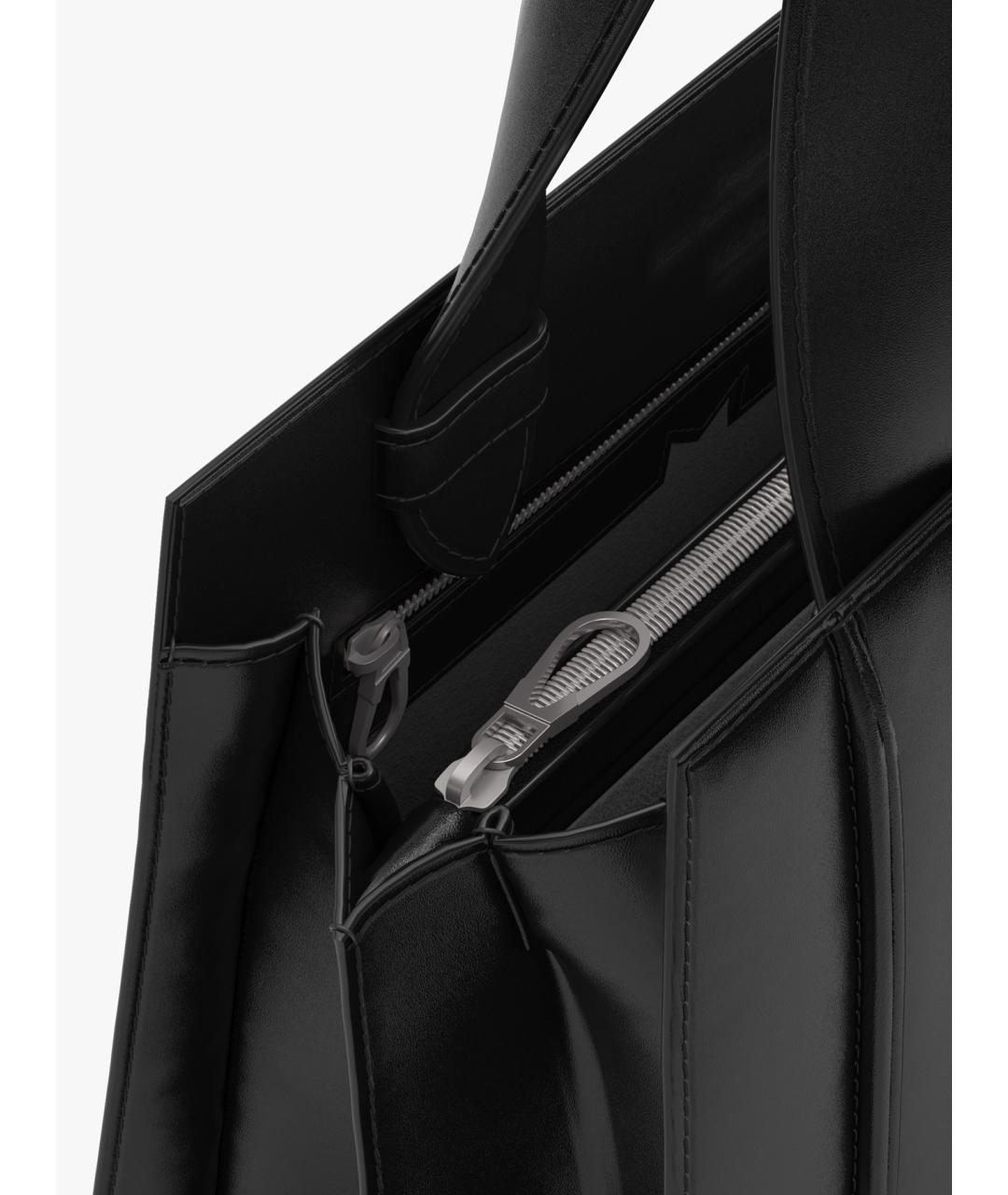 MAX MARA Черная кожаная сумка тоут, фото 3