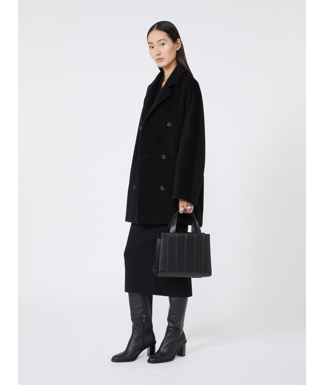 MAX MARA Черная кожаная сумка тоут, фото 2