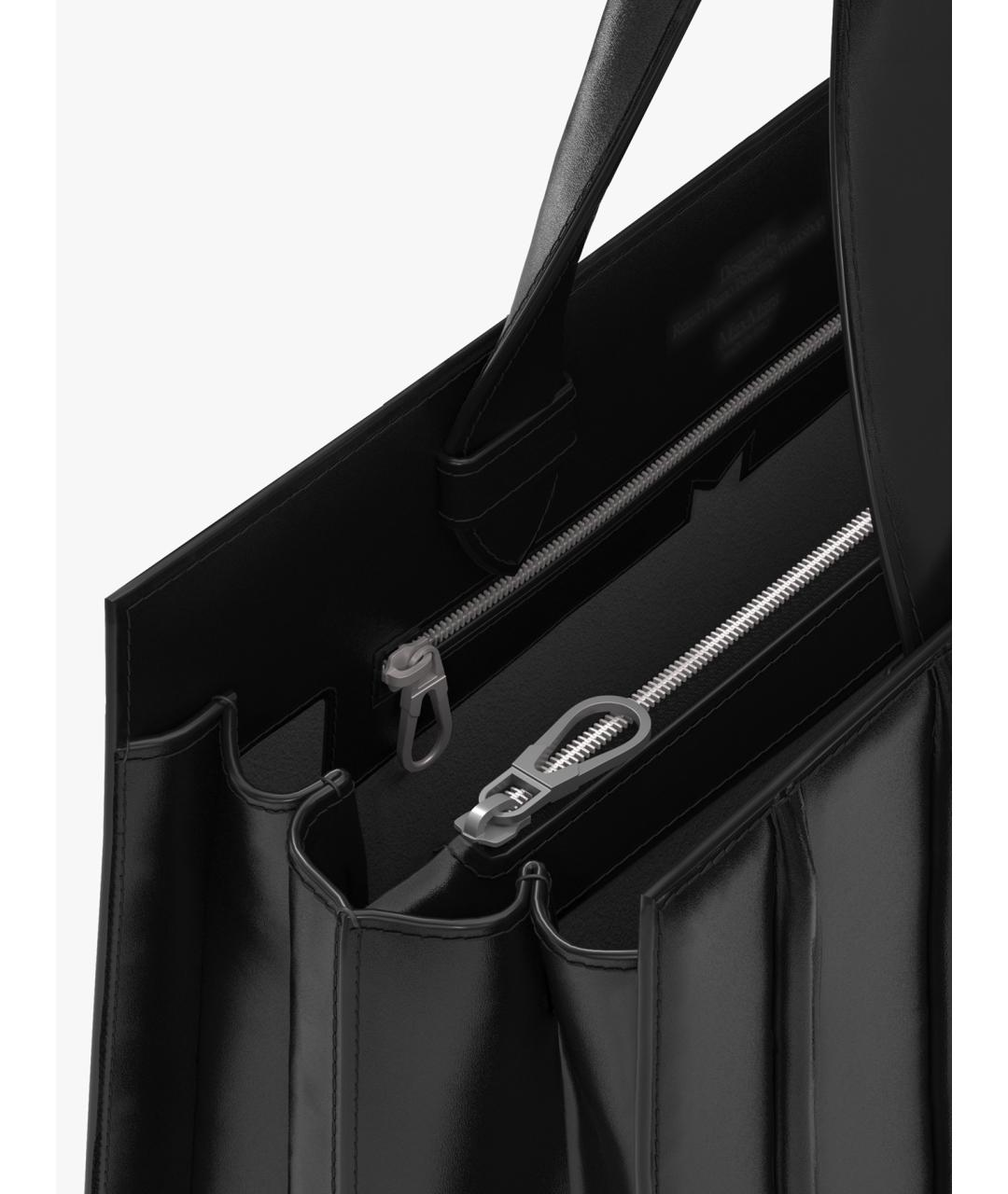 MAX MARA Черная кожаная сумка тоут, фото 3