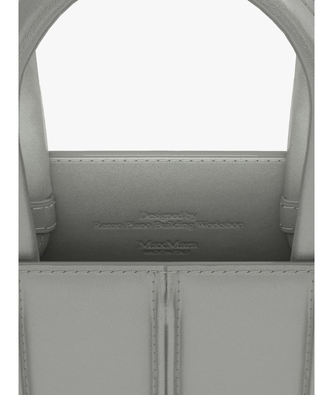 MAX MARA Серая кожаная сумка тоут, фото 5