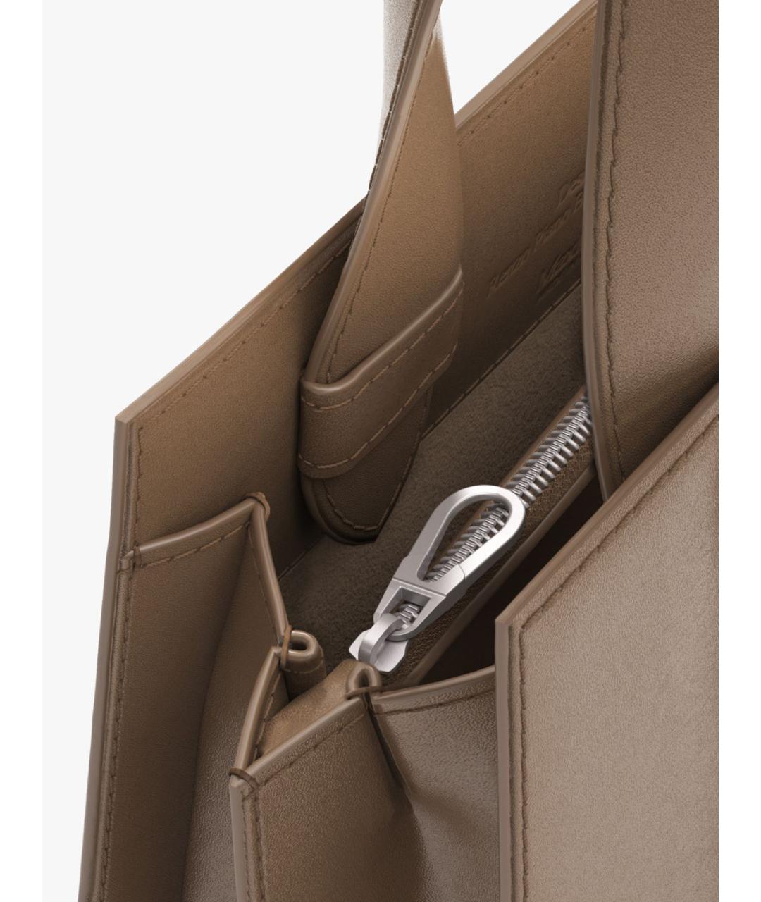 MAX MARA Бежевая кожаная сумка тоут, фото 3