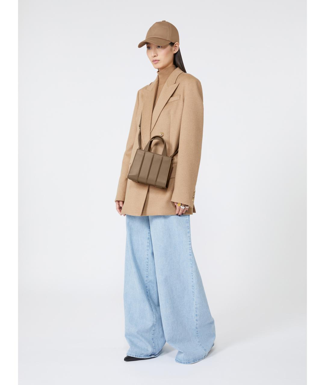 MAX MARA Бежевая кожаная сумка тоут, фото 2
