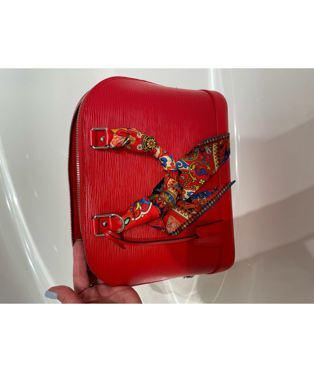 LOUIS VUITTON PRE-OWNED Красная кожаная сумка тоут, фото 8
