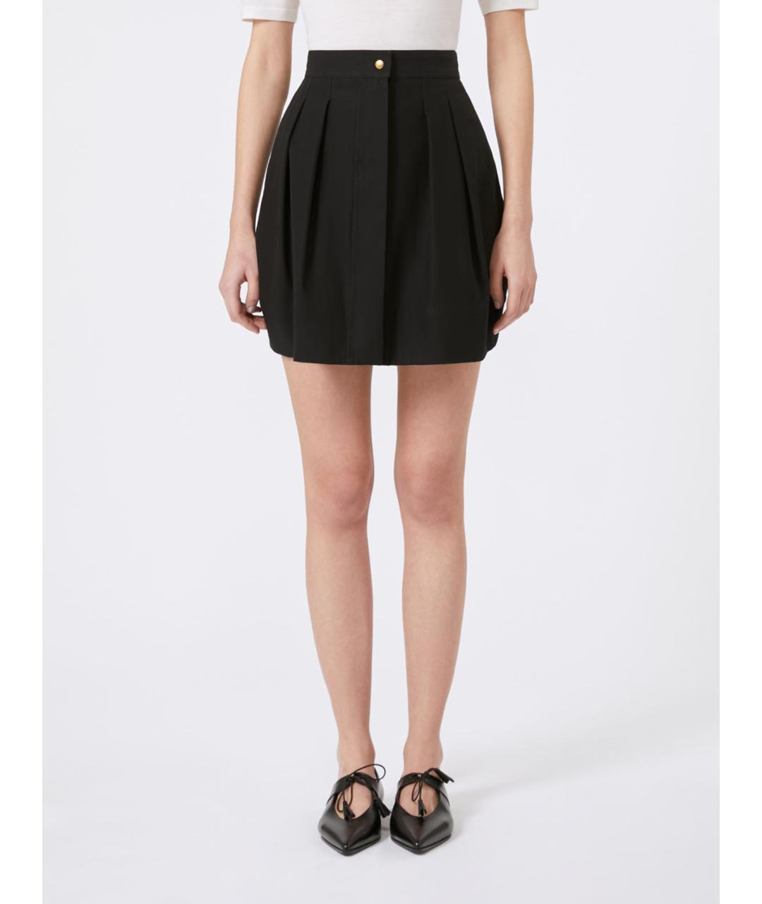 MAX MARA Черная хлопковая юбка мини, фото 5